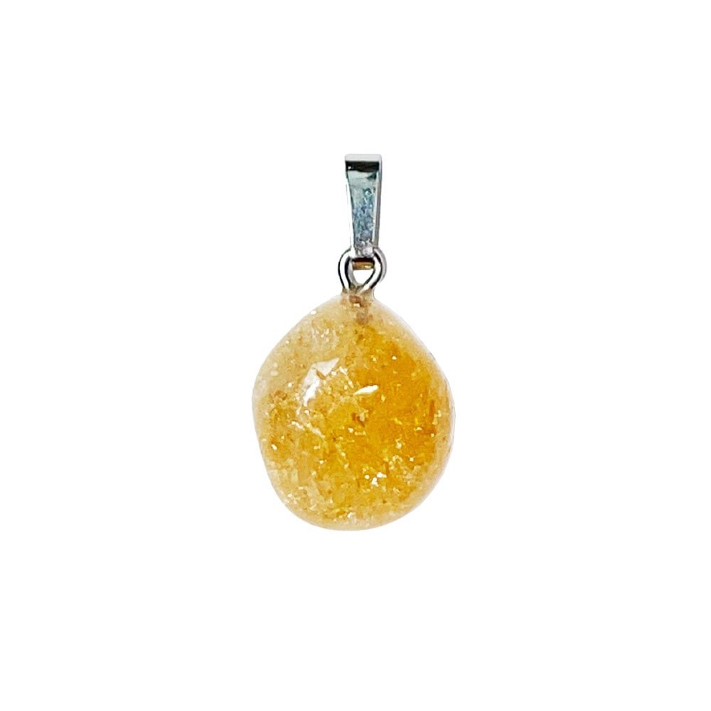 A sterling silver pendant set with a tumbled citrine stone