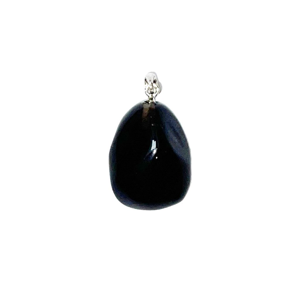 A translucent Apache tear obsidian pendant