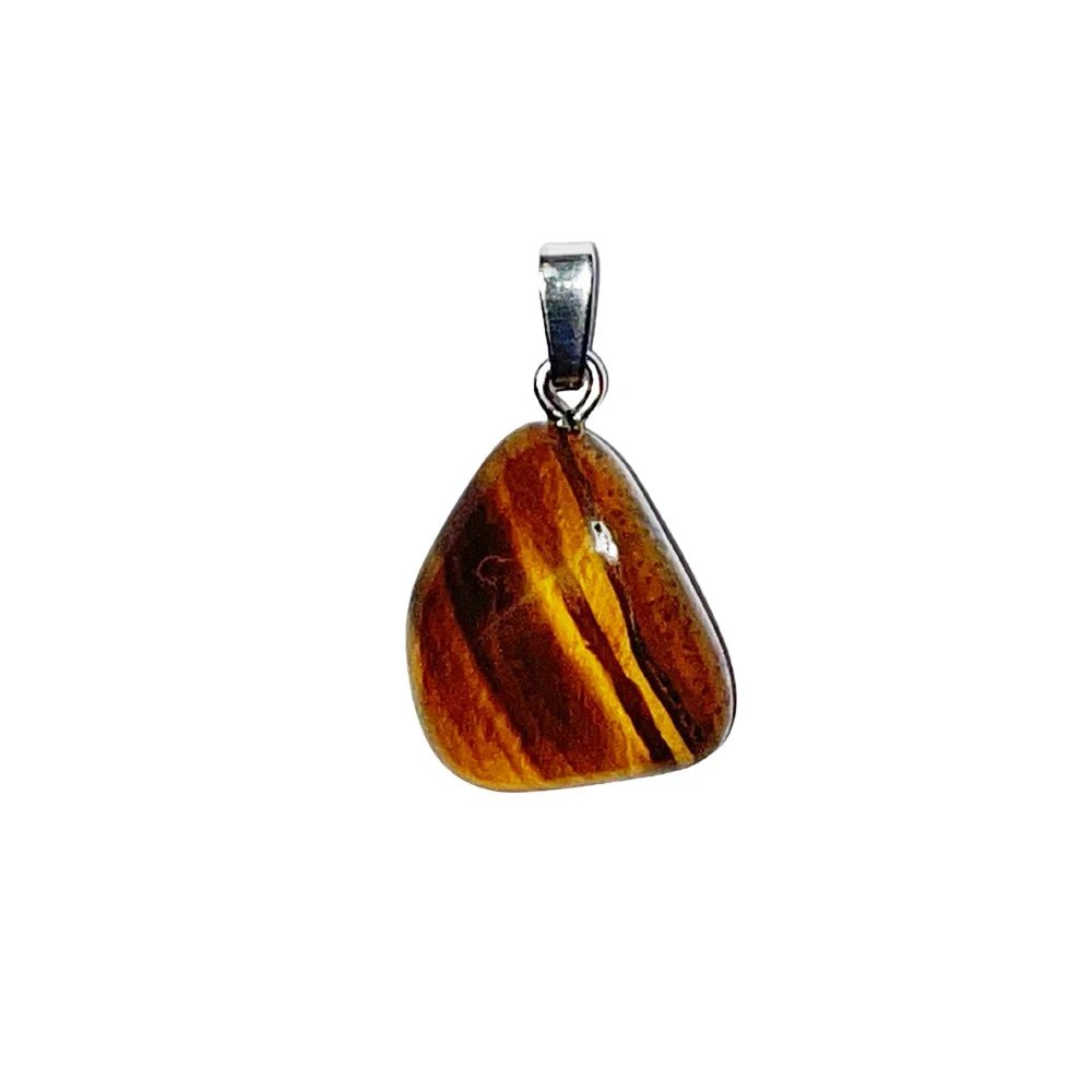 A sterling silver pendant set with a tumbled tiger's eye stone