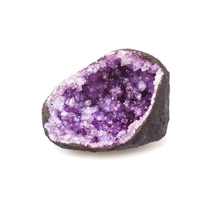 Natural amethyst geode with deep violet crystals