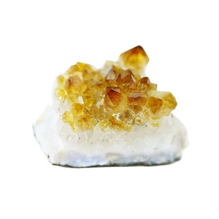 Golden yellow citrine quartz crystals catching the light