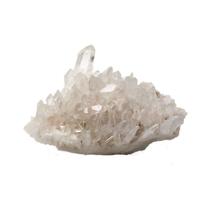 A transparent clear quartz crystal point, also known as rock crystal