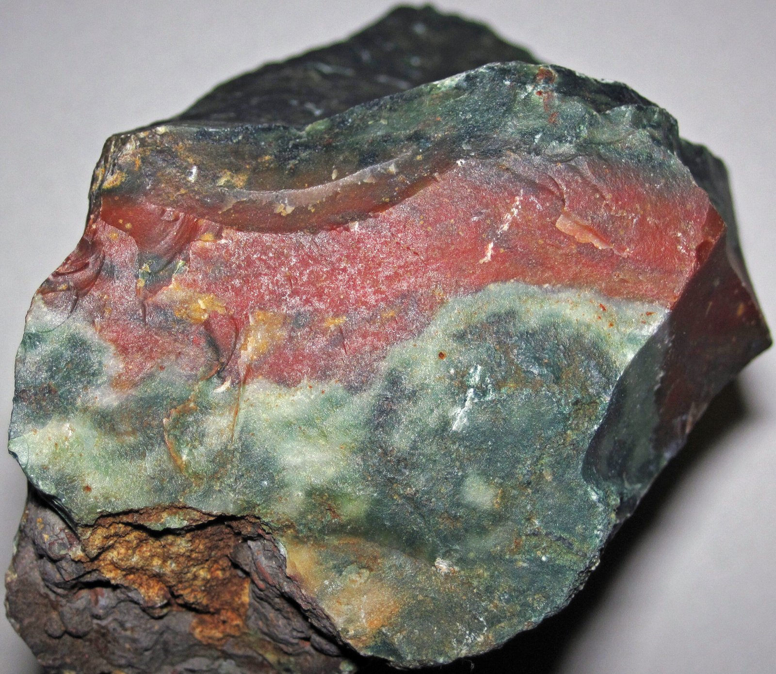 Dark green bloodstone with red jasper flecks, a variety of chalcedony
