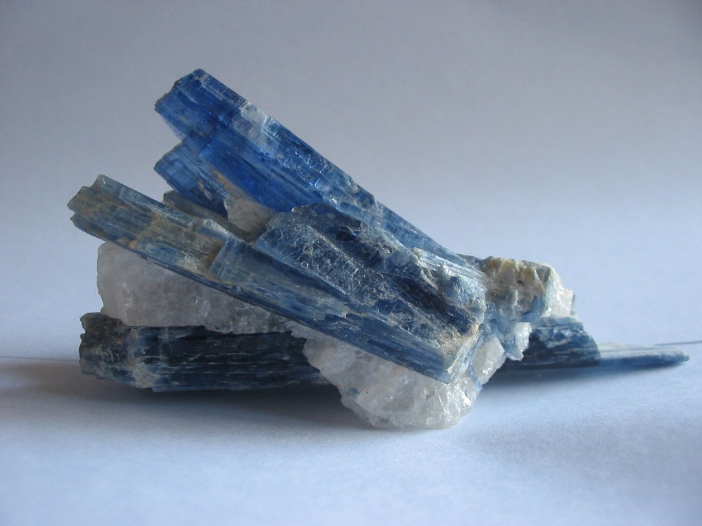 Blue kyanite blades on matrix