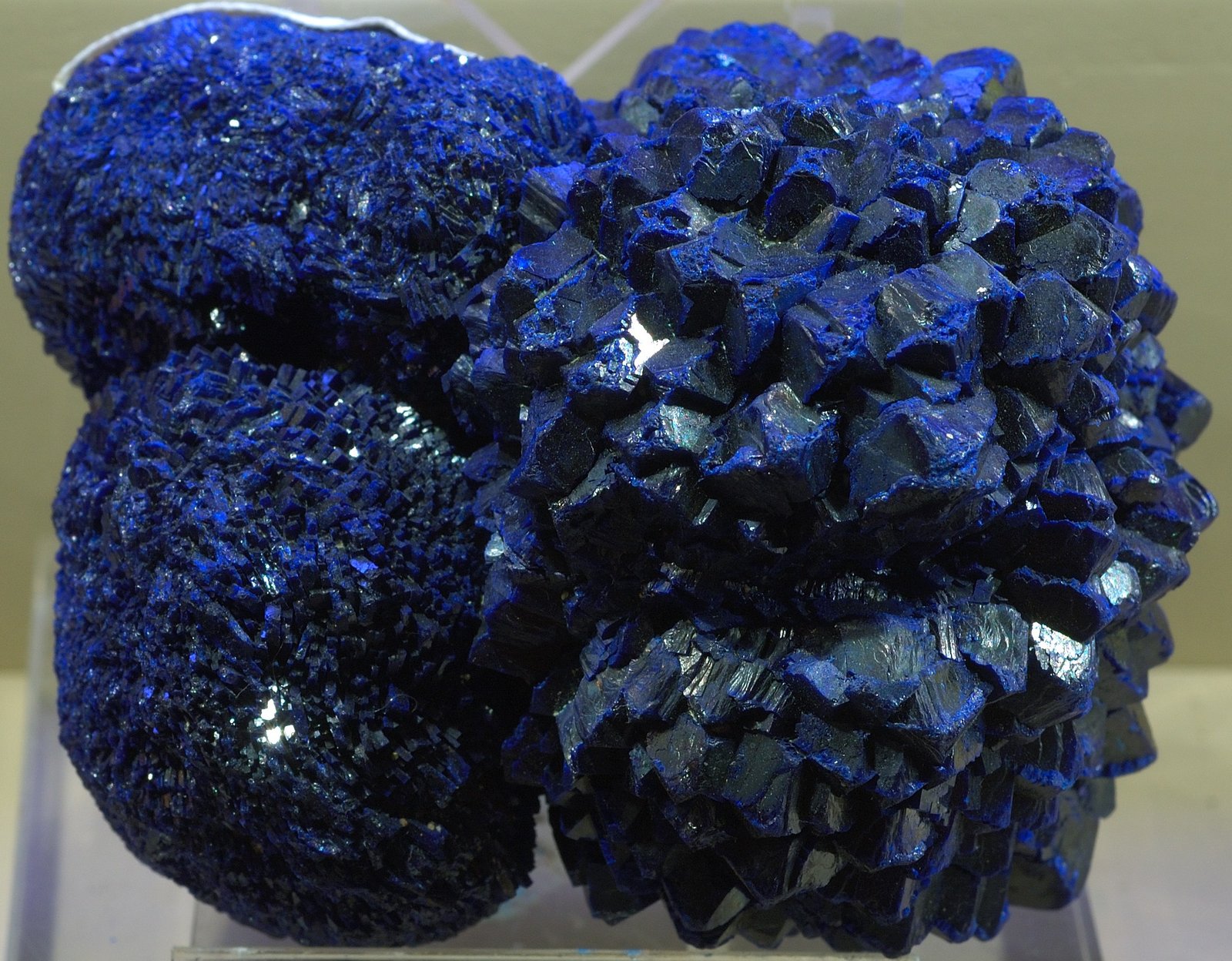 Deep blue azurite crystals on matrix, a copper carbonate mineral