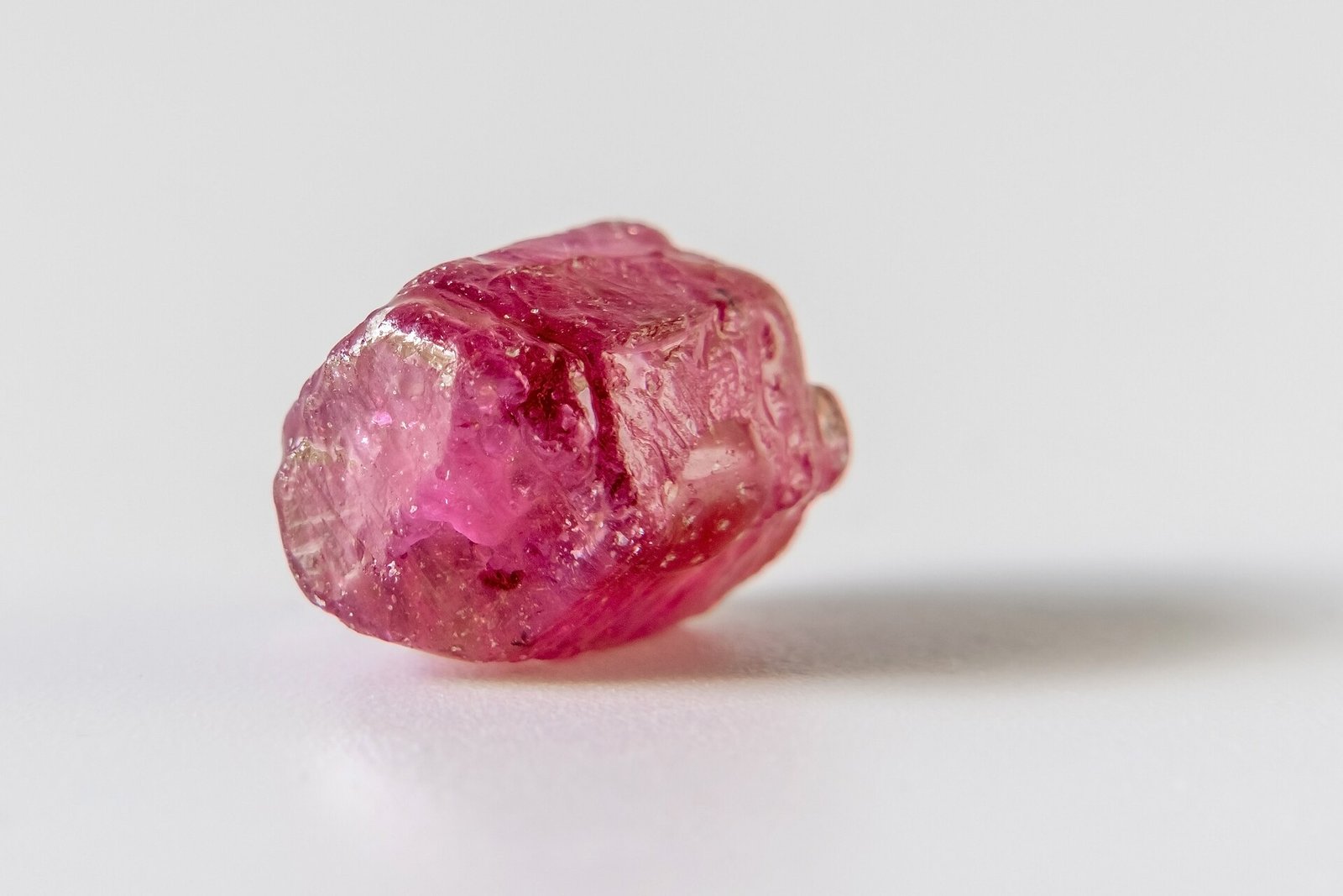 Natural red ruby crystal, the red gem variety of corundum