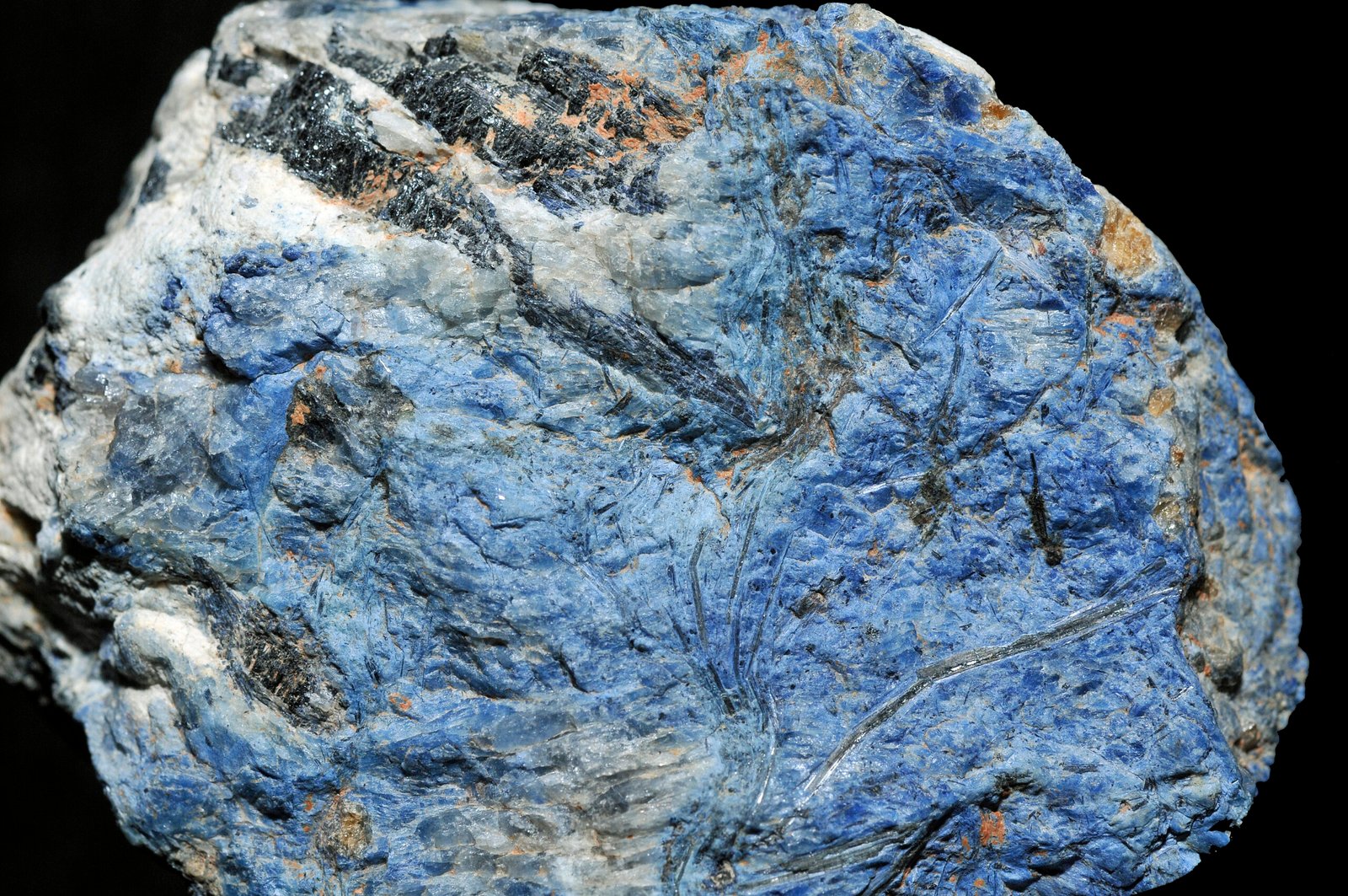 A rich blue dumortierite specimen, fibrous aluminium borosilicate, from Madagascar